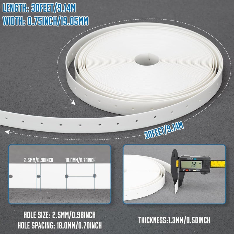 Fyrique Plastic Hanger Strap 3/4 Inch x 30 FT Reinforced Flexible Hanger Strap for Pipe & Ducts Securing in Plumbing & HVAC, White - Image 2